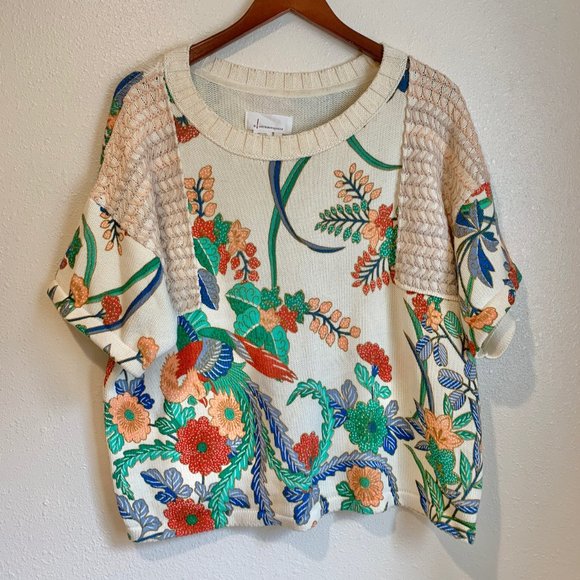 Anthropologie Sweaters - Anthropologie Fabiola Floral Sweater Top M